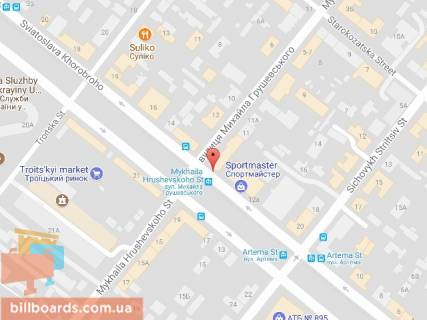 Scrolller, Scroll A in Dnipro (Dnipropetrovsk), 3.14х2.32  st. M. Grusevs'kogo (K. Libknehta), 13 - st. S. Horobrogo (Ckalova), navproti Troic'kogo rinku, bila magazinu SPORTMASTER, bila svitloforu - 168767 scheme