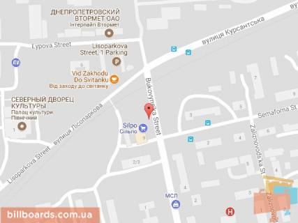 Билборд A в Днепр (Днепропетровск) Буковинська вул., 1а схема