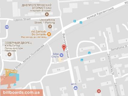 Білборд, Бігборд (Борд)  B у Дніпро (Дніпропетровськ) Буковинська вул., 1а схема