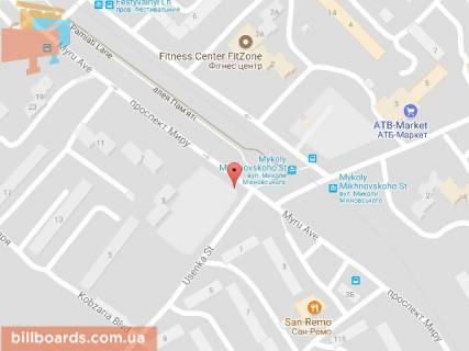 Билборд A в Днепр (Днепропетровск) Мира пр., 9 / Усенко ул., 1 схема