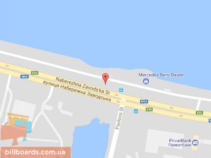 Билборд A в Днепр (Днепропетровск), 6х3  вул.Набережна Заводська - вул. Павлова, рух в бік Червоного Каменя схема