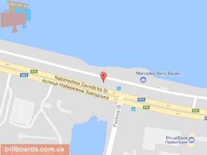 Билборд B в Днепр (Днепропетровск), 6х3  вул.Набережна Заводська - вул. Павлова до центру, річпорт схема