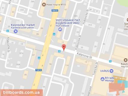 Билборд B в Днепр (Днепропетровск), 6х3  вул. Калинова, 11Б - просп. Слобожанський (Газ. Правда), ринок схема
