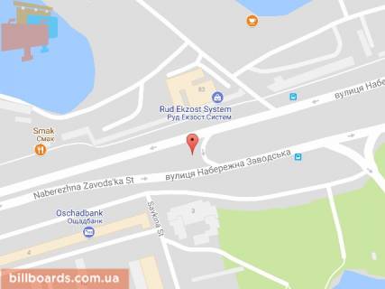 Билборд A в Днепр (Днепропетровск) Заводська Набережна вул., 82 схема