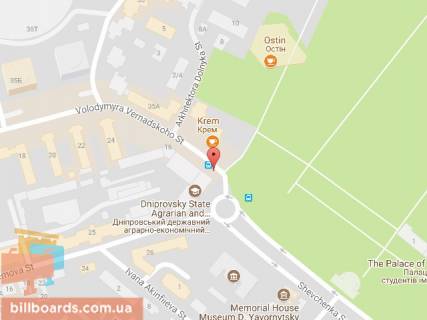 Бэклайт A в Днепр (Днепропетровск), 3.14х2.32  вул. В. Вернадського (Дзержинського), 37Б, напрям руху до Нагорного ринку схема