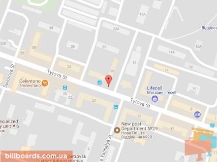 Билборд B в Днепр (Днепропетровск), 4х3  вул. Незалежності (Титова), 20 - вул. Янгеля, рух в напрямку ТРЦ ДАФІ схема