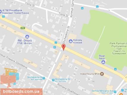 Билборд B в Днепр (Днепропетровск) Нигояна пр. (бывш. Калинина пр.) - Щепкина пр., 17 схема