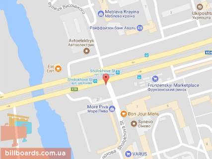 Билборд B в Днепр (Днепропетровск) Донецьке шосе - Степана Рудницького (Шолохова) вул. схема