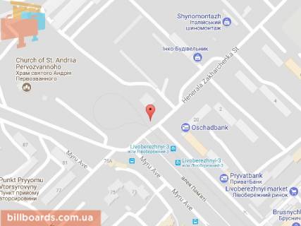 Билборд A в Днепр (Днепропетровск), 6х3  просп. Миру - вул. Юрія Магалевського (Генерала Захарченка) схема