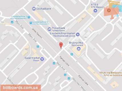 Билборд B в Днепр (Днепропетровск), 6х3  просп. Миру - пров. Вільний (біля маг. Брусничка) схема