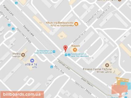 Билборд B в Днепр (Днепропетровск) Мира пр. - Фестивальний пров., 2 схема