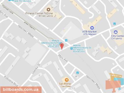 Билборд A в Днепр (Днепропетровск) Міхновського вул. (колиш. Щербини вул.) - Мира пр. схема