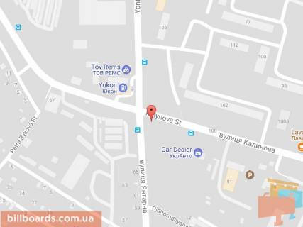Билборд B в Днепр (Днепропетровск) Янтарна вул. - Калинова вул., 108 схема