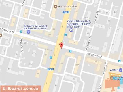 Призма A в Днепр (Днепропетровск) Калинова вул., 11Б - Слобожанський пр. (колиш. Газети "Правда" пр.), 58 - 154184 схема