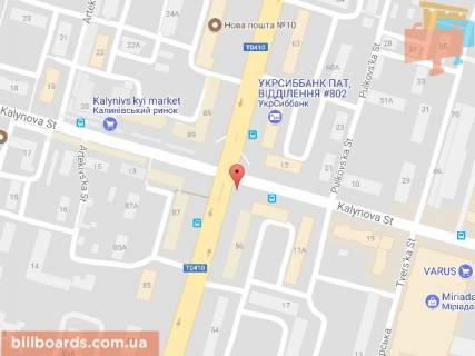 Билборд B в Днепр (Днепропетровск) Калинова вул., 11Б - Слобожанський пр. (колиш. Газети "Правда" пр.), 58 схема