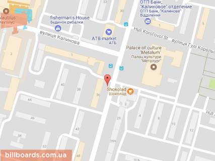 Билборд A в Днепр (Днепропетровск) Калнишевського пр. (колиш. Косіора вул.), 36 схема