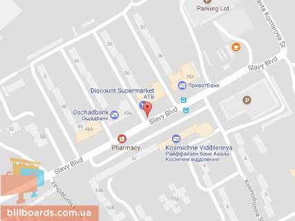 Билборд A в Днепр (Днепропетровск) Слави бул., 36 схема