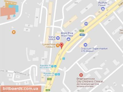 Билборд A в Днепр (Днепропетровск) Мазепи пр. (колиш. Петровского пр.), 58 схема