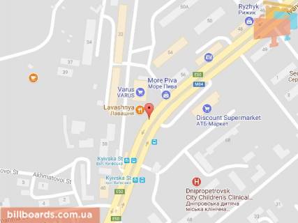 Билборд B в Днепр (Днепропетровск) Мазепи пр. (колиш. Петровского пр.), 58 схема