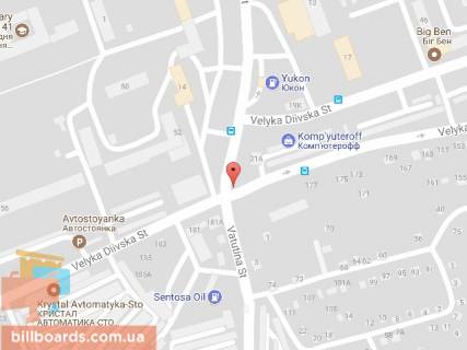 Билборд B в Днепр (Днепропетровск) Метробудівська вул. - Велика Діївська вул. (колиш. Братів Трофімових вул.), 51-52 схема