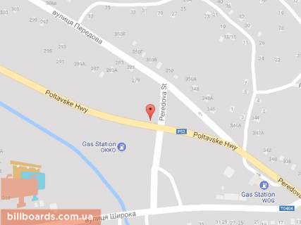 Билборд B в Днепр (Днепропетровск) Передова вул. 346 - Полтавське шосе схема