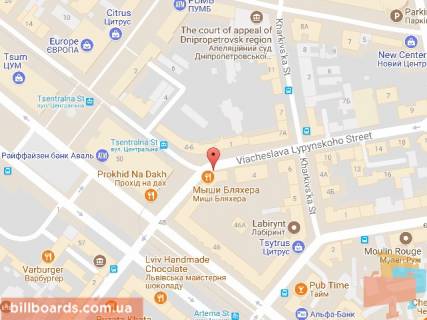 Скроллер A в Днепр (Днепропетровск), 3.14х2.32  вул. В. Липинського (Ширшова), біля буд. №4 - вул.Центральна, біля ТЦ ПАСАЖ - 169196 схема