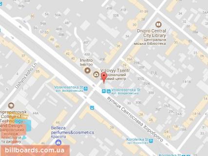 Бэклайт A в Днепр (Днепропетровск), 3.14х2.32  вул. Воскресенська (Леніна) - вул. С. Хороброго (Чкалова), в напрямку просп. Дмитра Яворницького (Карла Маркса), біля світлофора схема