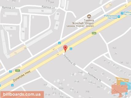 Билборд A в Днепр (Днепропетровск) Донецьке шосе / Вишнева вул., 109Б схема