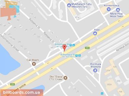Билборд B в Днепр (Днепропетровск) Донецьке шосе - Івана Огієнка (Рилєєва) вул. схема