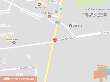 Билборд A в Днепр (Днепропетровск), 6х3  Запорізьке шосе - вул.Старокодакська, в'їзд у місто, біля світлофора схема