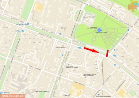 Скроллер B в Днепр (Днепропетровск), 4х3  пр. Лесі Українки (Пушкіна) – вул. Лазаря Глоби (Сєрова, Фабра), сквер Героїв, роллер 4х3 - 174103 схема