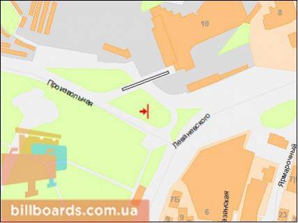 Билборд A в Днепр (Днепропетровск) 128-ї Бригади Тероборони вул. (Курчатова)., 10 - Львівська (Леваневського) вул. схема