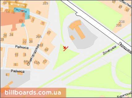 Билборд B в Днепр (Днепропетровск) Донецьке шосе - Передова вул. схема