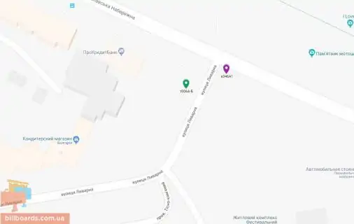 Беклайт A у Дніпро (Дніпропетровськ), 3.14х2.32  вул. Січеславська Набережна (Набережна Леніна) - вул. Ливарна схема