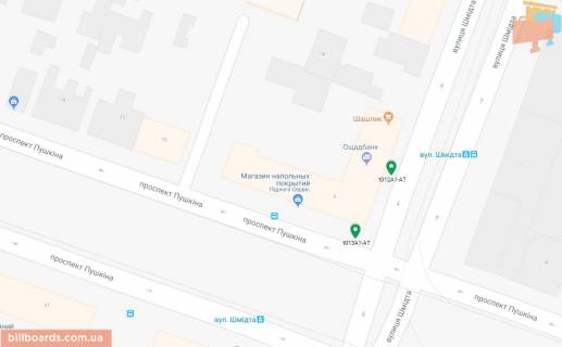 Скроллер A в Днепр (Днепропетровск), 3.14х2.32  просп. Лесі Українки (Пушкіна) - вул. Степана Бандери (Шмідта), 6, рух у бік Автовокзалу, біля світлофору - 169340 схема