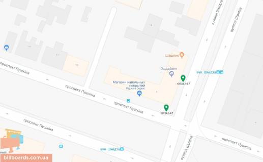 Скроллер A в Днепр (Днепропетровск), 3.14х2.32  просп. Лесі Українки (Пушкіна) - вул. Степана Бандери (Шмідта), 6, рух у бік Автовокзалу, біля світлофору - 169344 схема