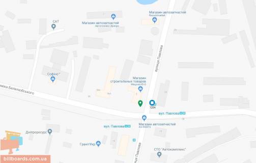 Билборд B в Днепр (Днепропетровск) Павлова вул. - Белелюбського вул. (колиш. Червонозаводська вул.), 32 схема