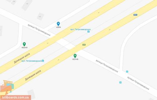 Billboard B in Dnipro (Dnipropetrovsk), 6х3  Donec'ke sose - st. Petrozavods'ka, napramok do TRC KARAVAN, bila svitlofora scheme