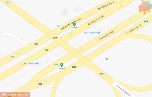 Билборд B в Днепр (Днепропетровск) Донецьке шосе - Передова вул. схема
