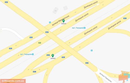Билборд A в Днепр (Днепропетровск) Донецьке шосе - Передова вул. схема