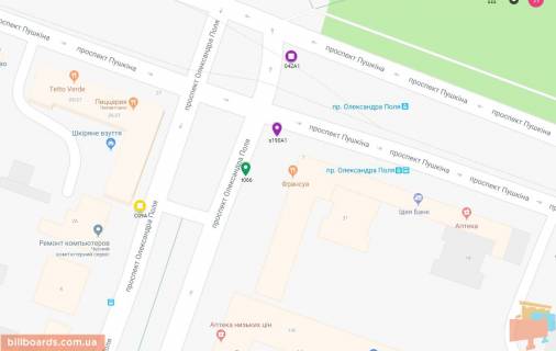 Скроллер A в Днепр (Днепропетровск), 3.14х2.32  просп. Олександра Поля (Кірова) - просп. Лесі Українки (Пушкіна), біля "АТБ", біля світлофора - 169424 схема