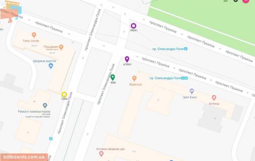Скроллер A в Днепр (Днепропетровск), 3.14х2.32  просп. Олександра Поля (Кірова) - просп. Лесі Українки (Пушкіна), біля "АТБ", біля світлофора - 169428 схема