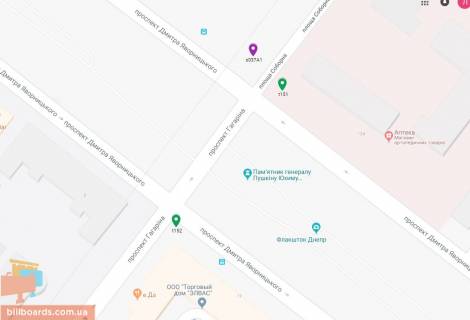Скроллер A в Днепр (Днепропетровск), 3.14х2.32  просп. Дмитра Яворницького (Карла Маркса) - просп. Науки (Гагаріна), рух у бік Лікарні ім.Мечникова, біля світлофора - 169600 схема