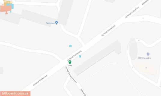 Билборд B в Днепр (Днепропетровск) Космічна вул. - Миколи Вороного (Шокальського) вул. схема