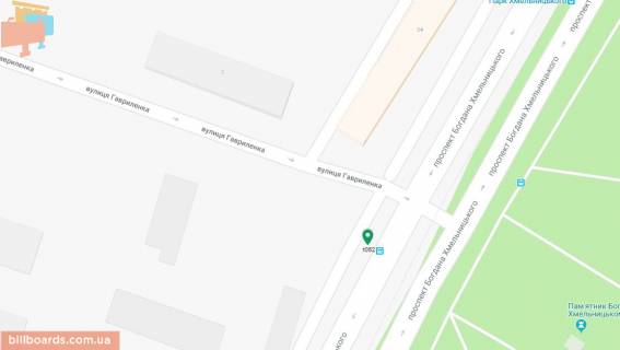 Билборд A в Днепр (Днепропетровск), 6х3  просп. Богдана Хмельницького (Героїв Сталінграда) - вул. Лікаря Ребініна (Гавриленка), рух до вул.Тітова, біля світлофору схема