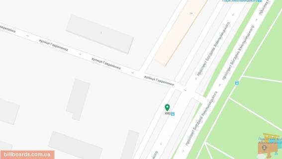 Білборд, Бігборд (Борд)  B у Дніпро (Дніпропетровськ), 6х3  просп. Богдана Хмельницького (Героїв Сталінграда) - вул. Лікаря Ребініна (Гавриленка), напрямок в сторону центру, біля світлофору схема