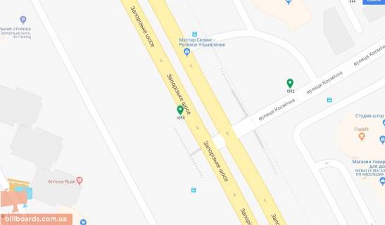 Билборд B в Днепр (Днепропетровск) Запорізьке шосе, 48 - Космічна вул. схема