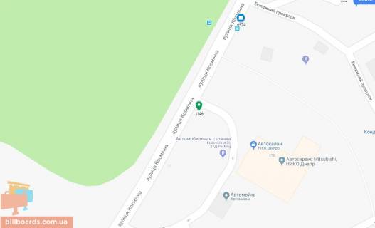 Билборд A в Днепр (Днепропетровск), 6х3  вул. Космічна в районі буд. № 27д, автосалон "Мітсубісі", на світлофорі схема