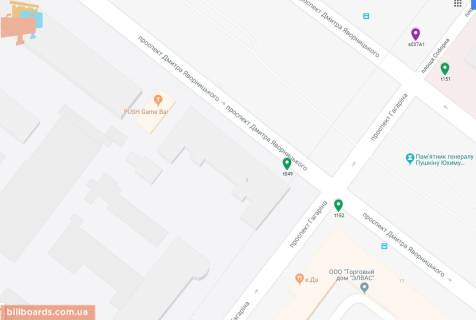 Скроллер A в Днепр (Днепропетровск), 3.14х2.32  просп. Дмитра Яворницького (Карла Маркса) - просп. Науки (Гагаріна), рух у бік набережної перед пехрестям на світлофорі - 169362 схема