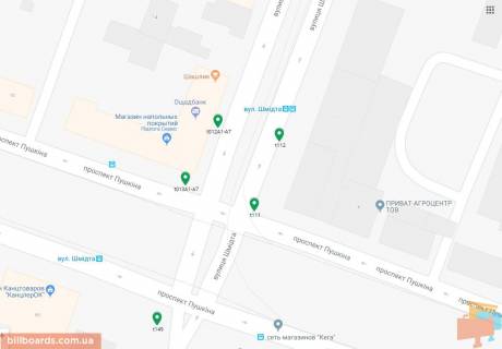 Бэклайт A в Днепр (Днепропетровск), 3.14х2.32  вул. Степана Бандери (Шмідта), 17, на світлофорі, рух у бік Центрального ринку "Озерка" схема